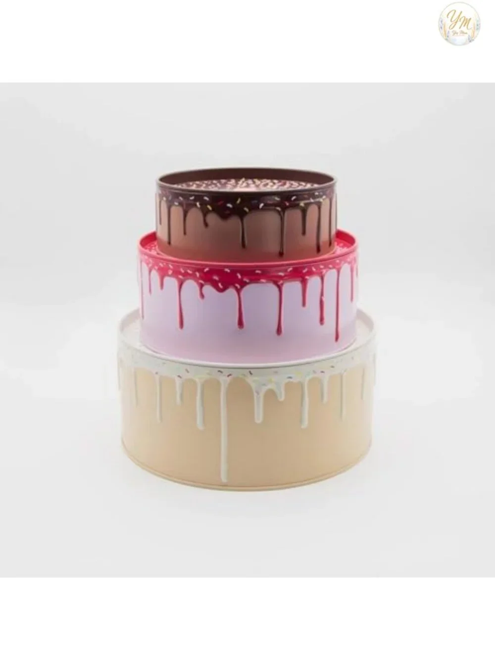Set of 3 Airtight Tin Cookie Jars Stackable Cake Storage Containers Kitchen